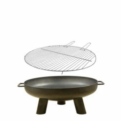 ESSCHERT DESIGN Braséro De Jardin Ø60 X H24 Cm Acier + Grille Barbecue