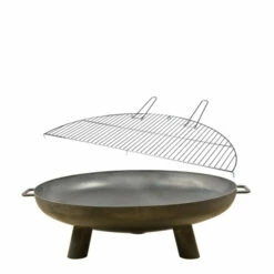 ESSCHERT DESIGN Braséro De Jardin Ø80 X H25 Cm Acier + Grille Barbecue