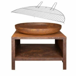 ESSCHERT DESIGN Braséro Storage Corten Esschert 80 Cm + 1/2 Grille De Cuisson