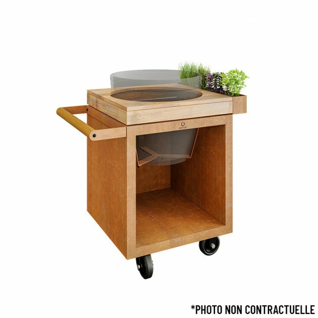 Table OFYR Pro 65 Corten / Bois De Teck Pour Big Green Egg – Image 5